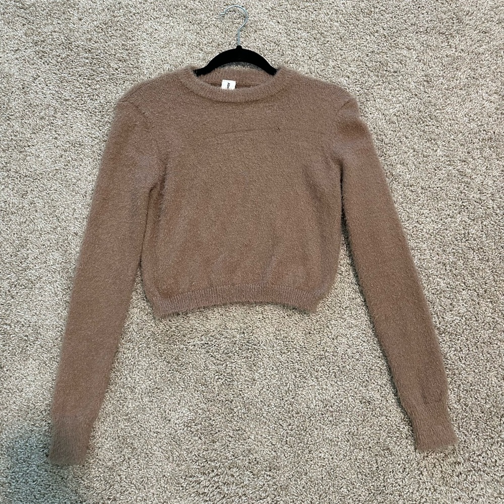 Abound Crop Fluffy Brown Sweater
